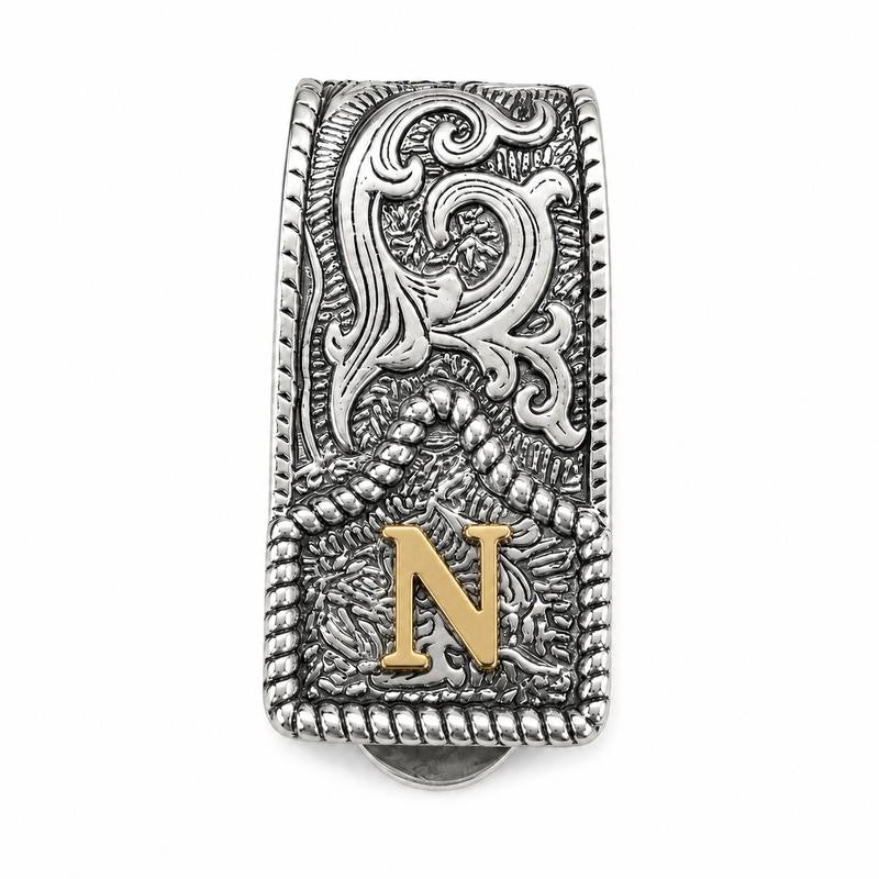 Western Scroll Initial Money Clip