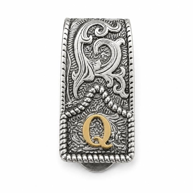 Western Scroll Initial Money Clip