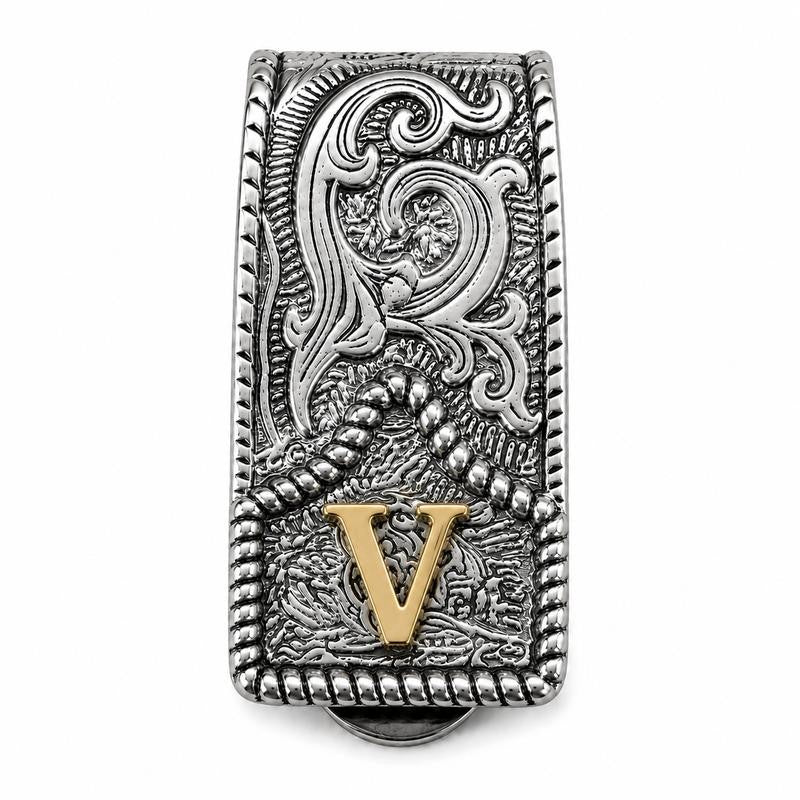 Western Scroll Initial Money Clip