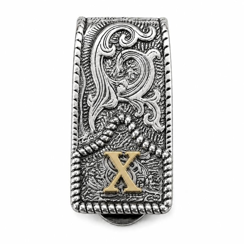 Western Scroll Initial Money Clip