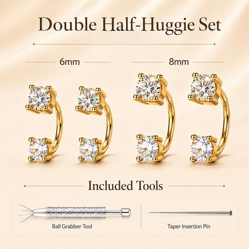 Round Crystal Stud Earring Set