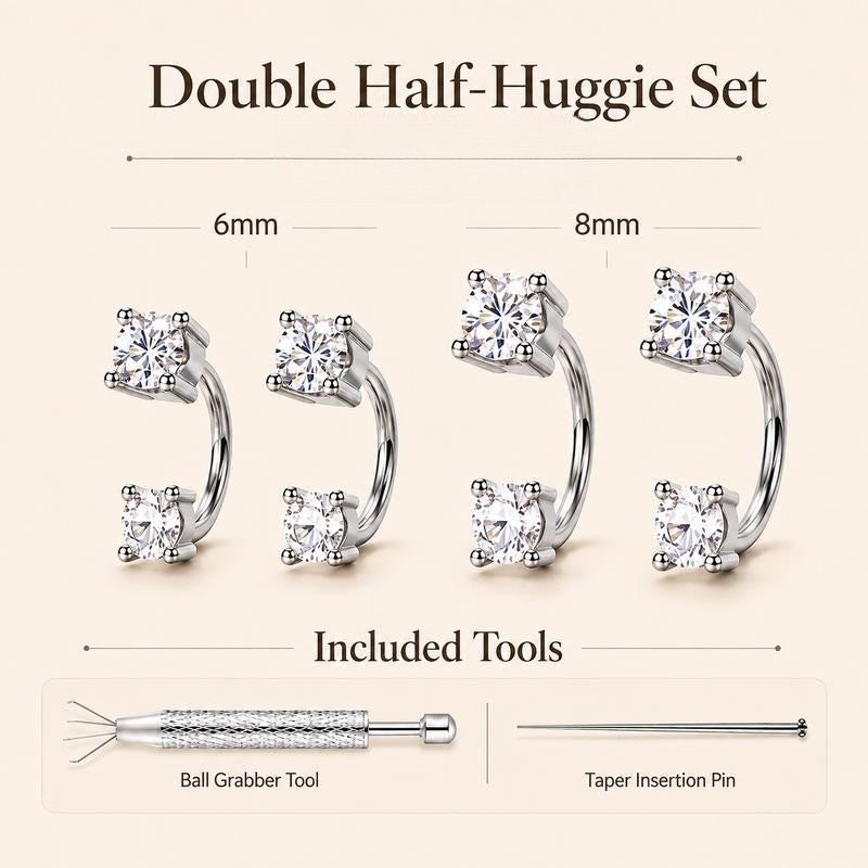 Round Crystal Stud Earring Set