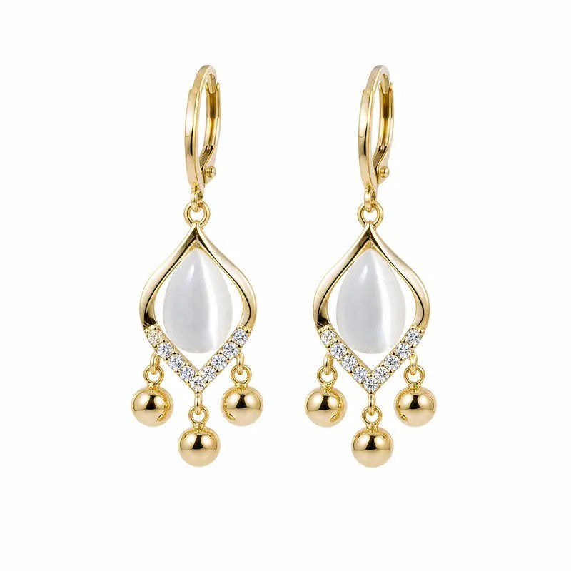 White Stone Drop Earrings