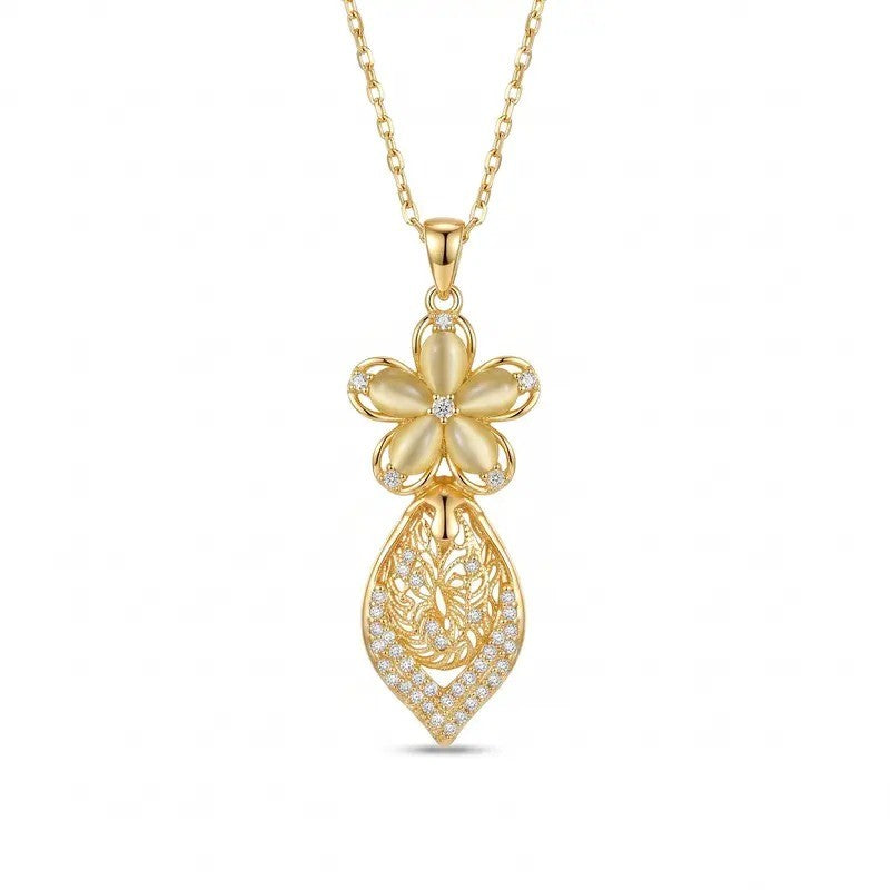 Floral Filigree Pendant Necklace