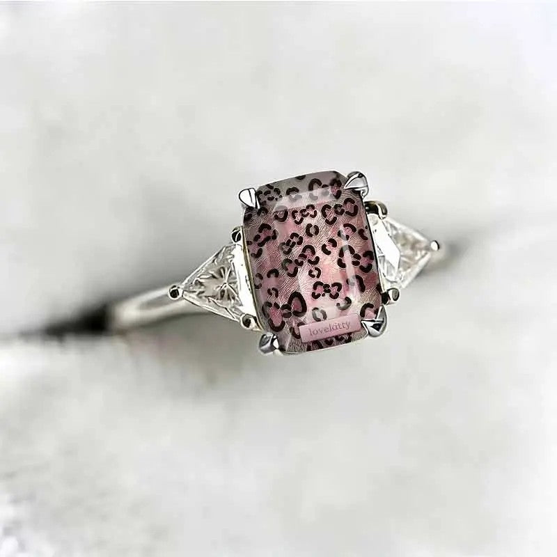 Pink Leopard Rectangle Ring