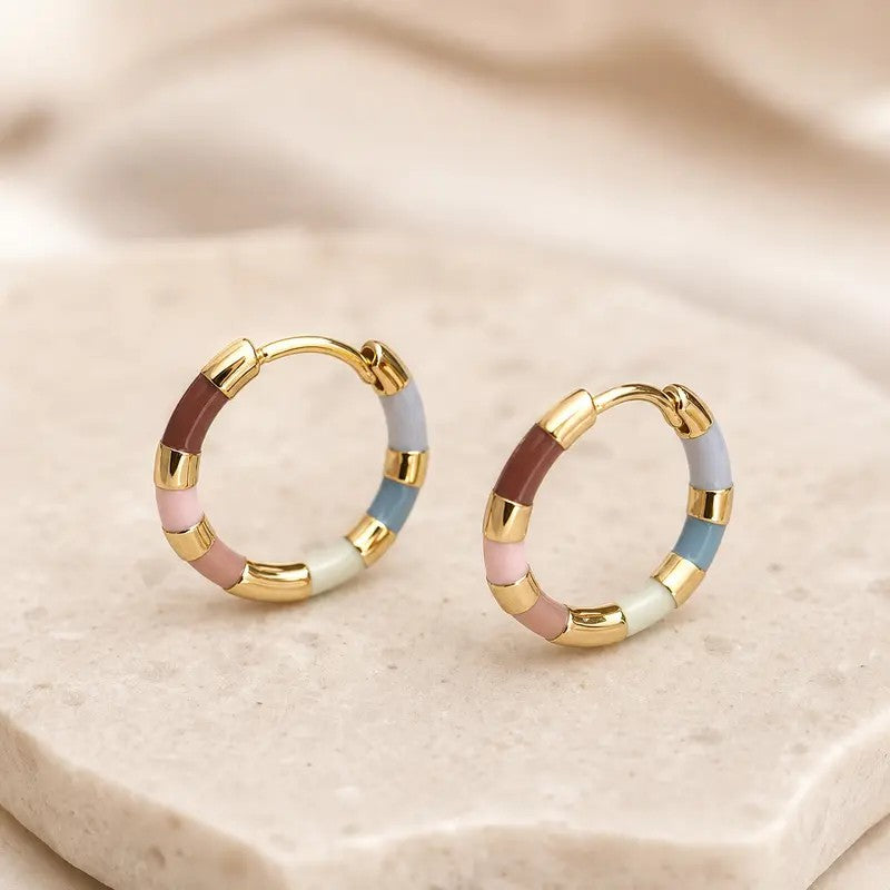 Colorful Enamel Hoop Earrings