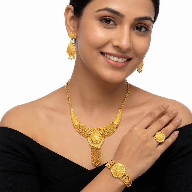 Ornate Floral Collar Necklace Set