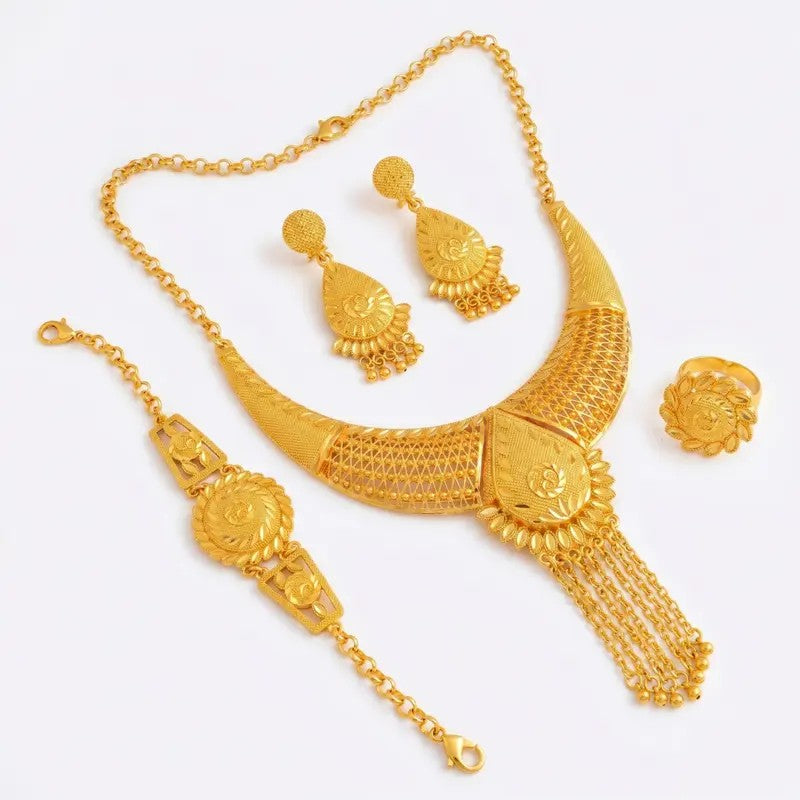Ornate Floral Collar Necklace Set