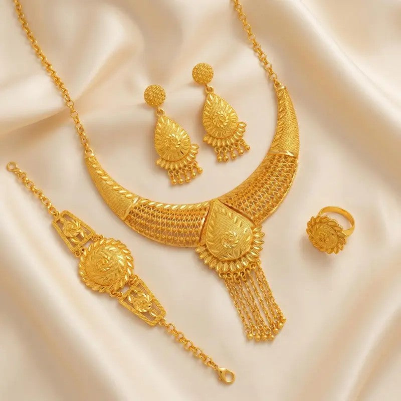 Ornate Floral Collar Necklace Set