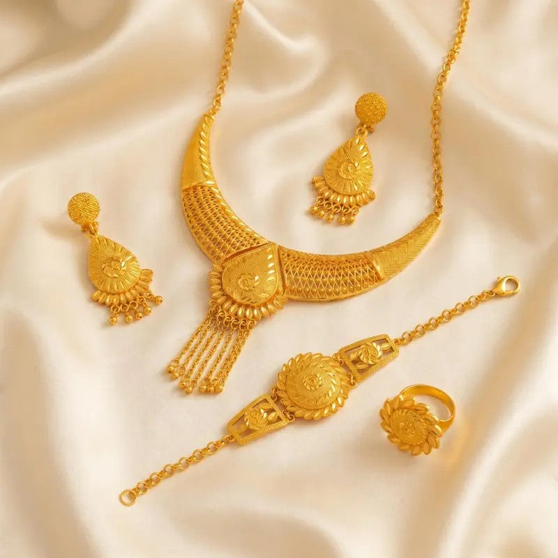 Ornate Floral Collar Necklace Set