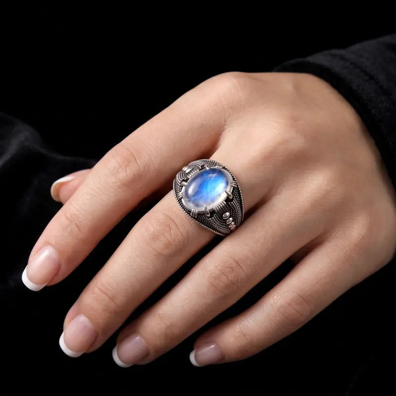Blue Moonstone Statement Ring