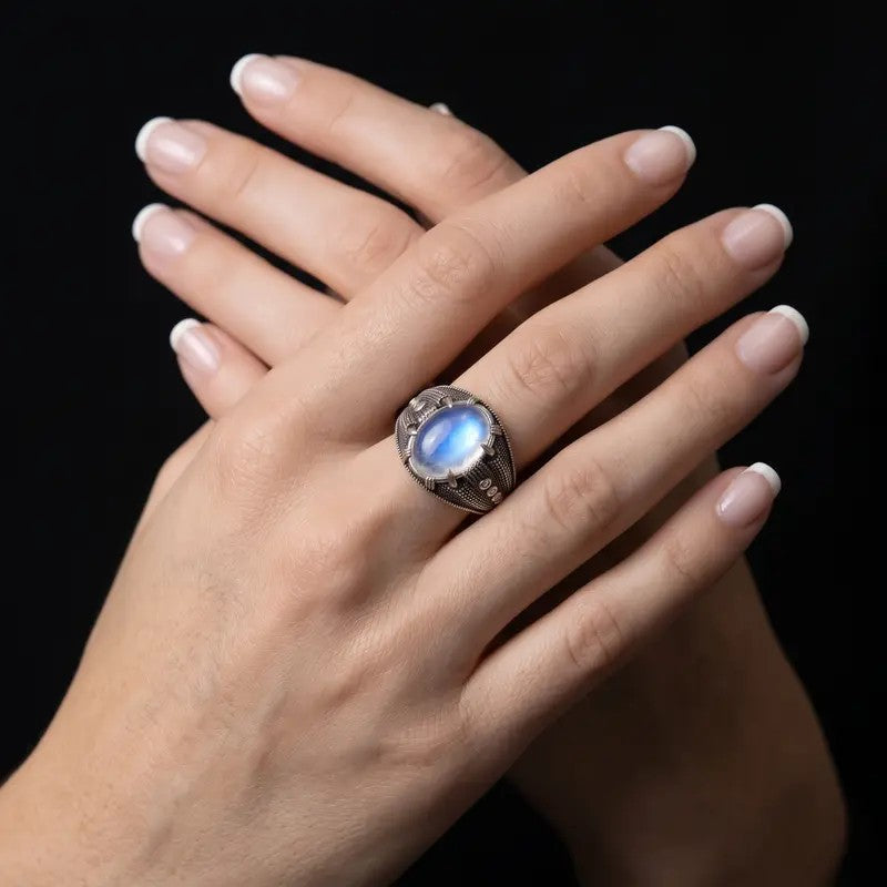 Blue Moonstone Statement Ring