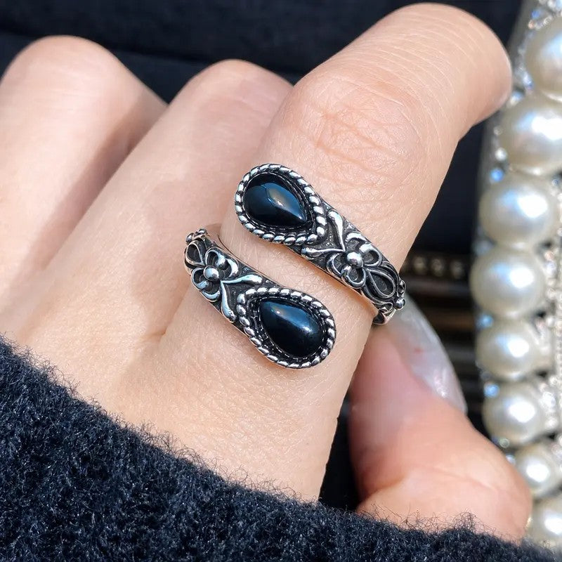 Ornate Teardrop Adjustable Ring