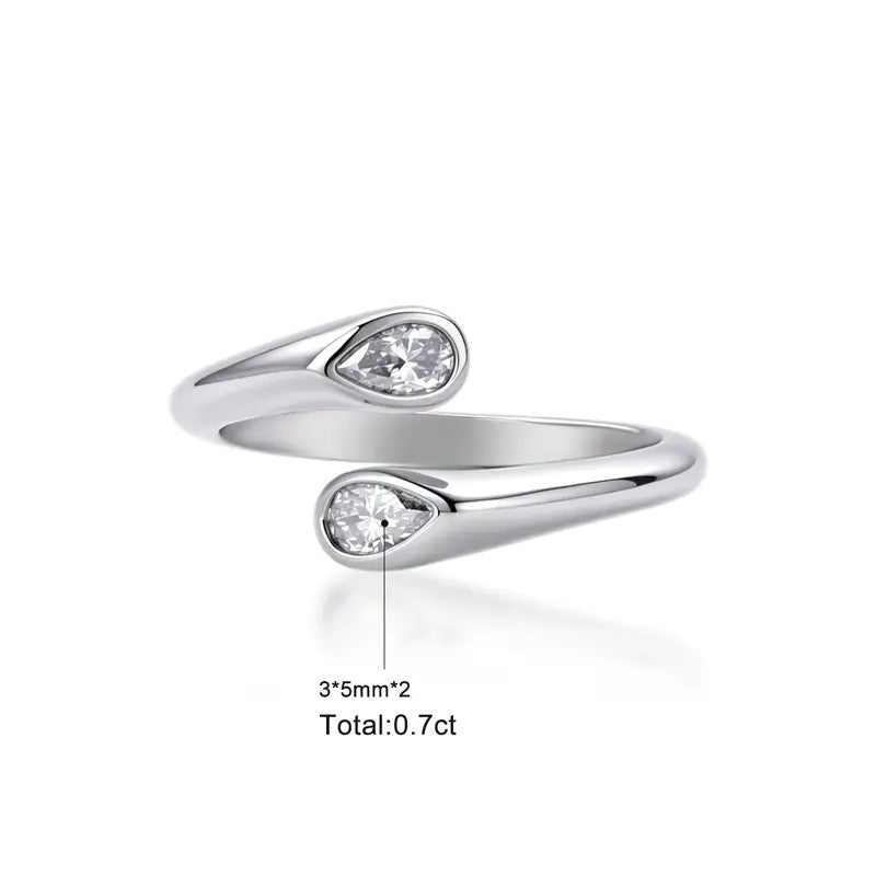 Pear Crystal Bypass Ring