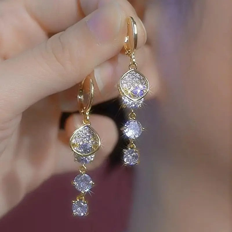 Crystal Pave Teardrop Tiered Earrings