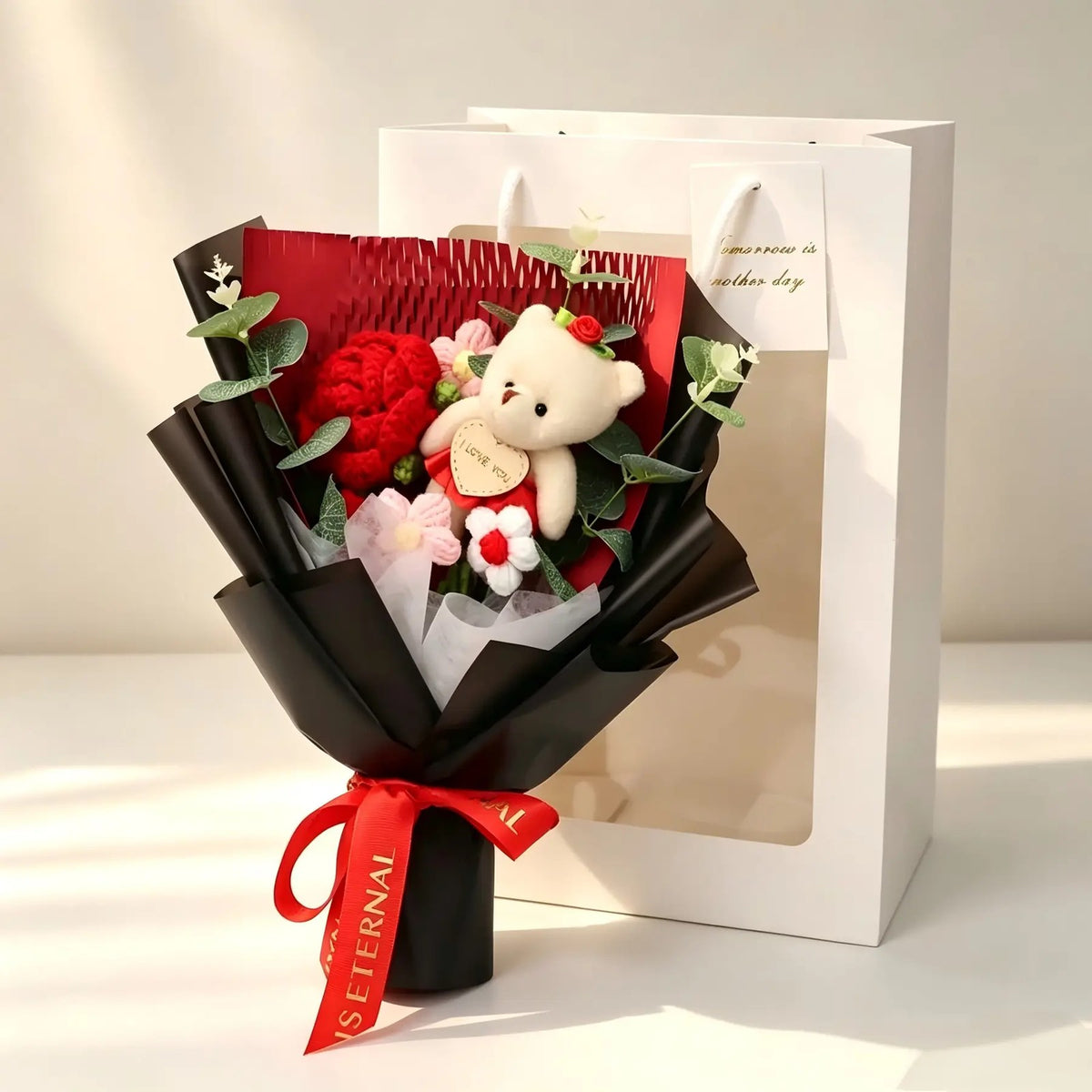 Crochet Bear Rose Bouquet