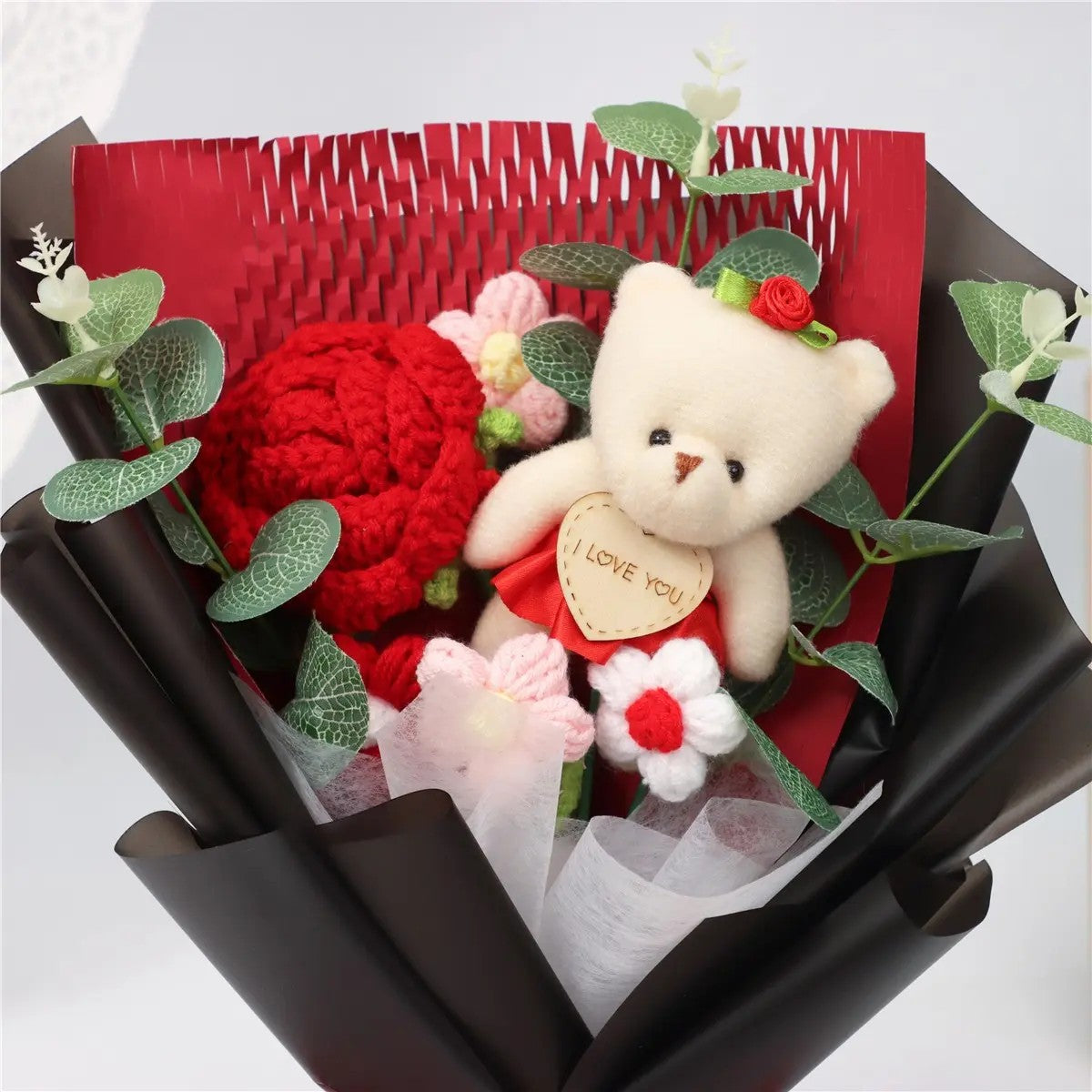 Crochet Bear Rose Bouquet
