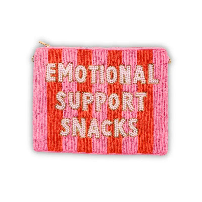 Beaded Striped Zip Pouch