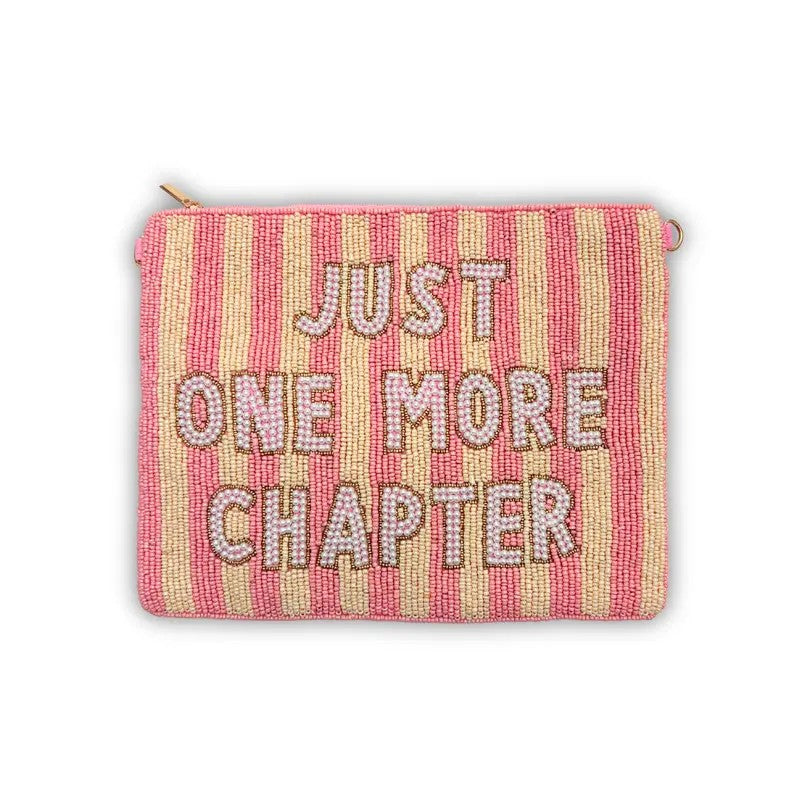 Beaded Striped Zip Pouch
