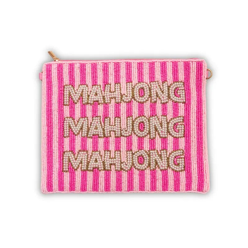 Beaded Striped Zip Pouch
