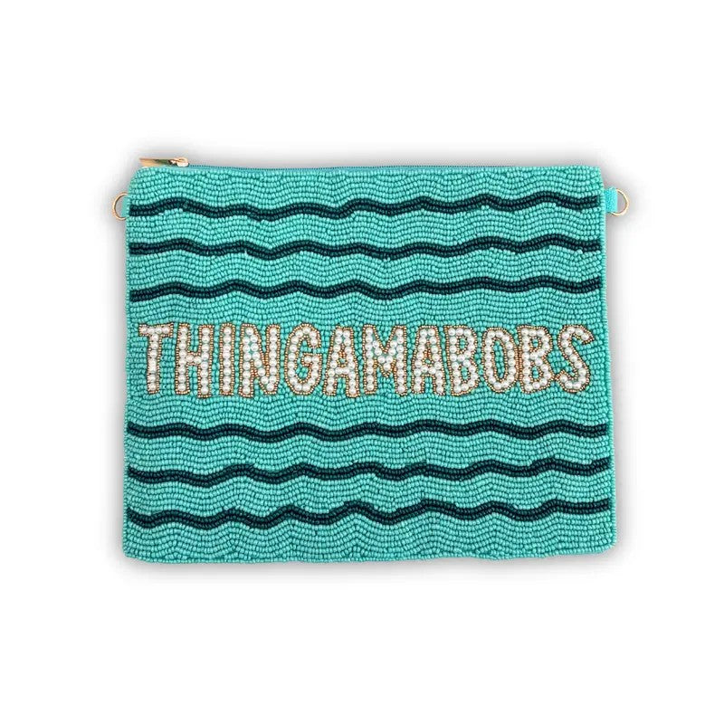 Beaded Striped Zip Pouch