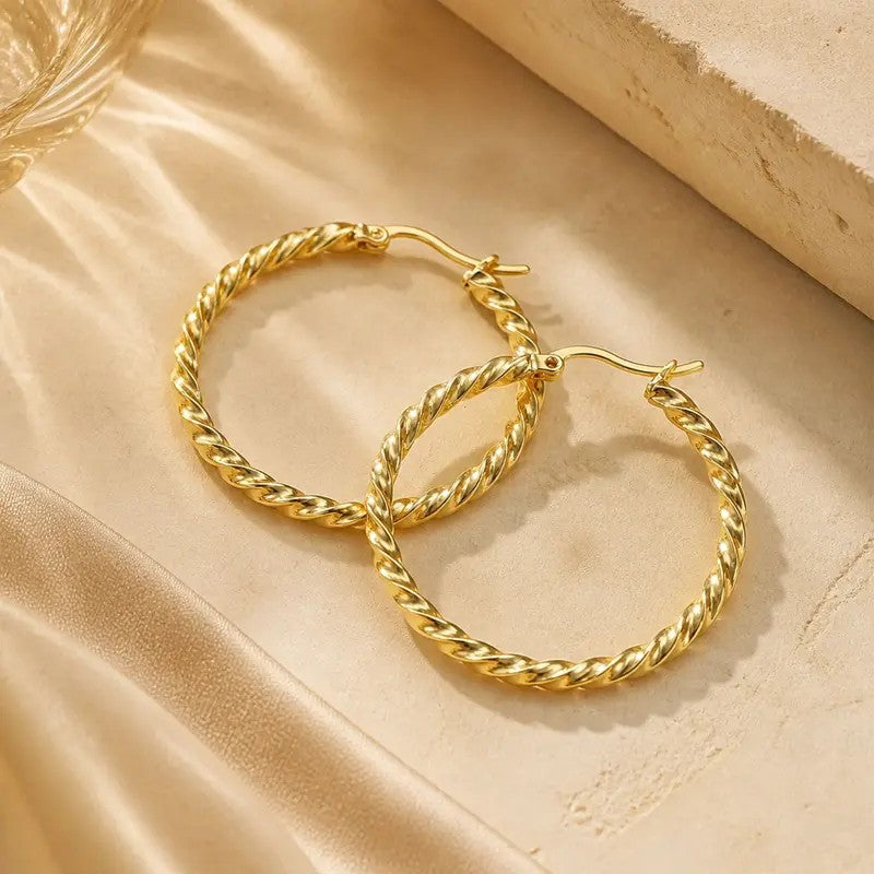 Twisted Rope Hoop Earrings