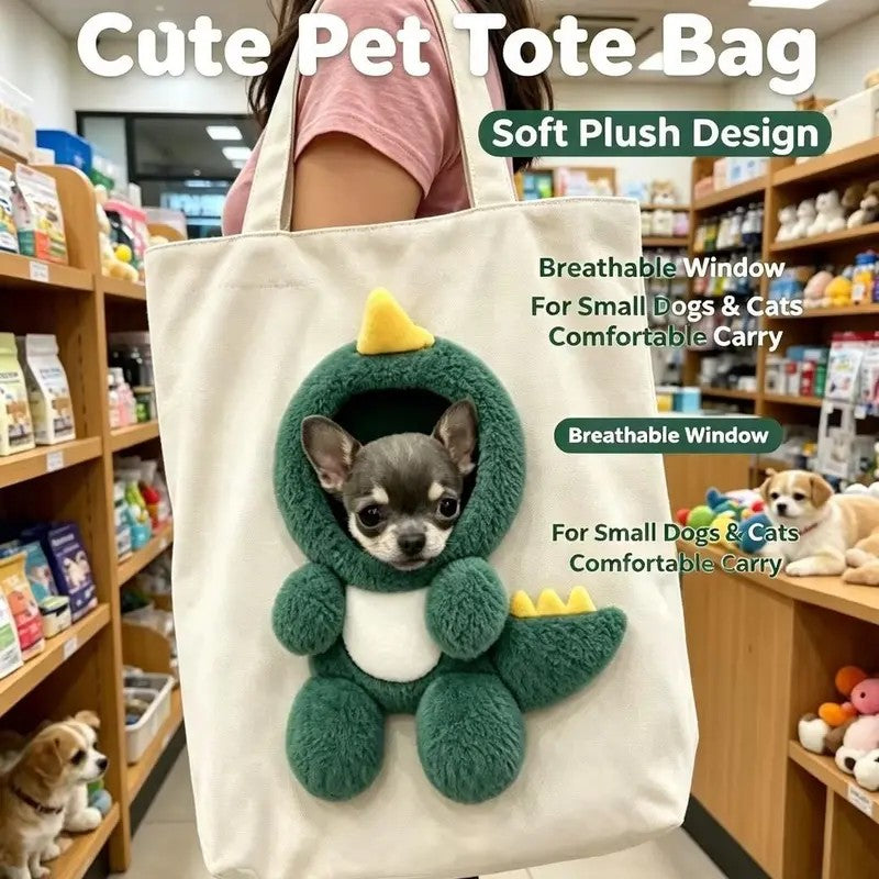 Plush Dinosaur Pet Tote Bag