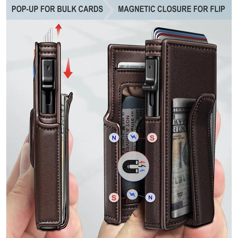 Leather Pop-Up Card Wallet