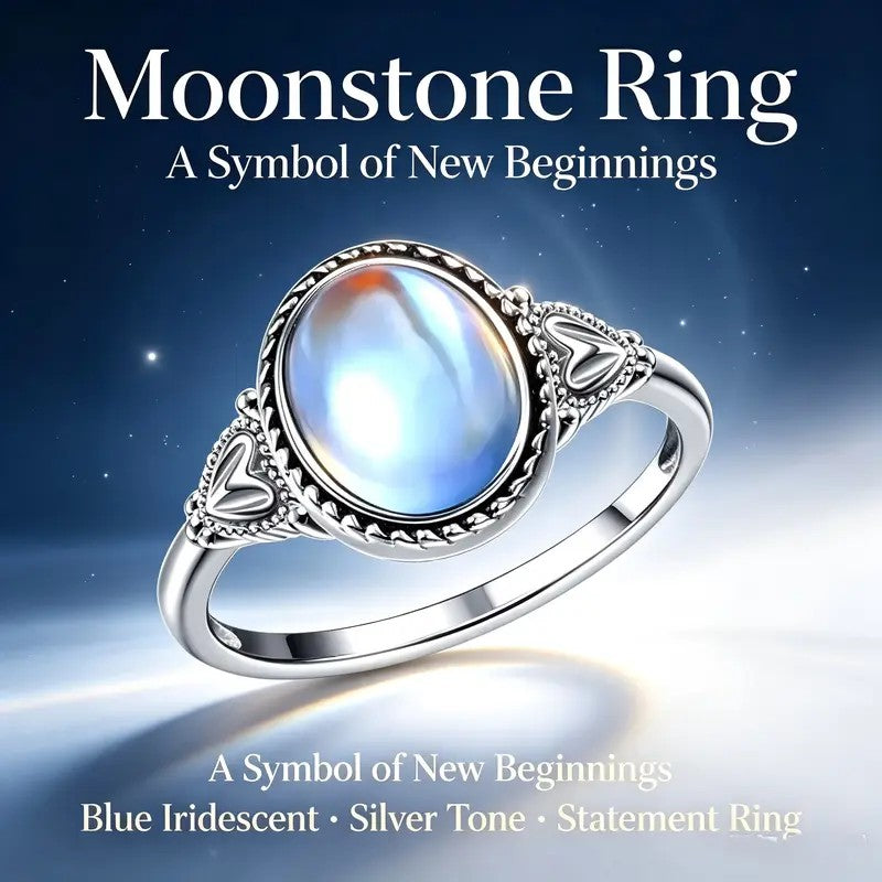 Oval Moonstone Statement Ring
