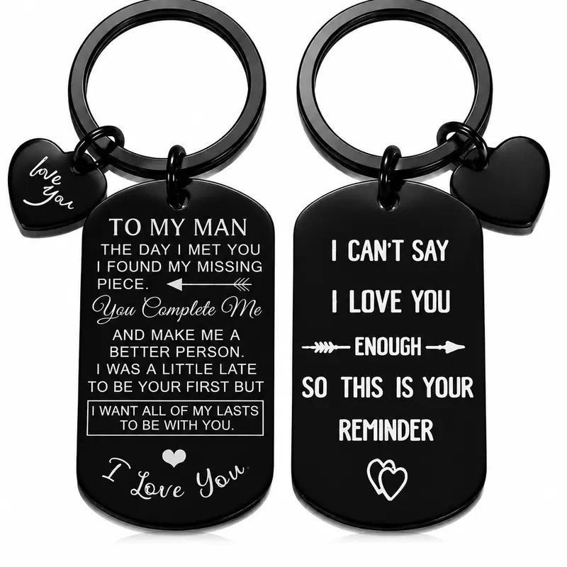 Engraved Love Message Keychain Set