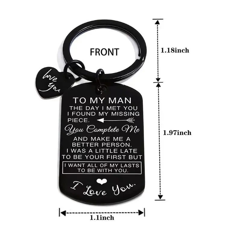 Engraved Love Message Keychain Set