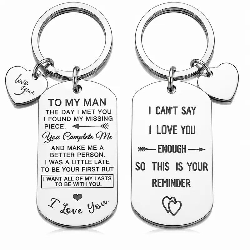 Engraved Love Message Keychain Set