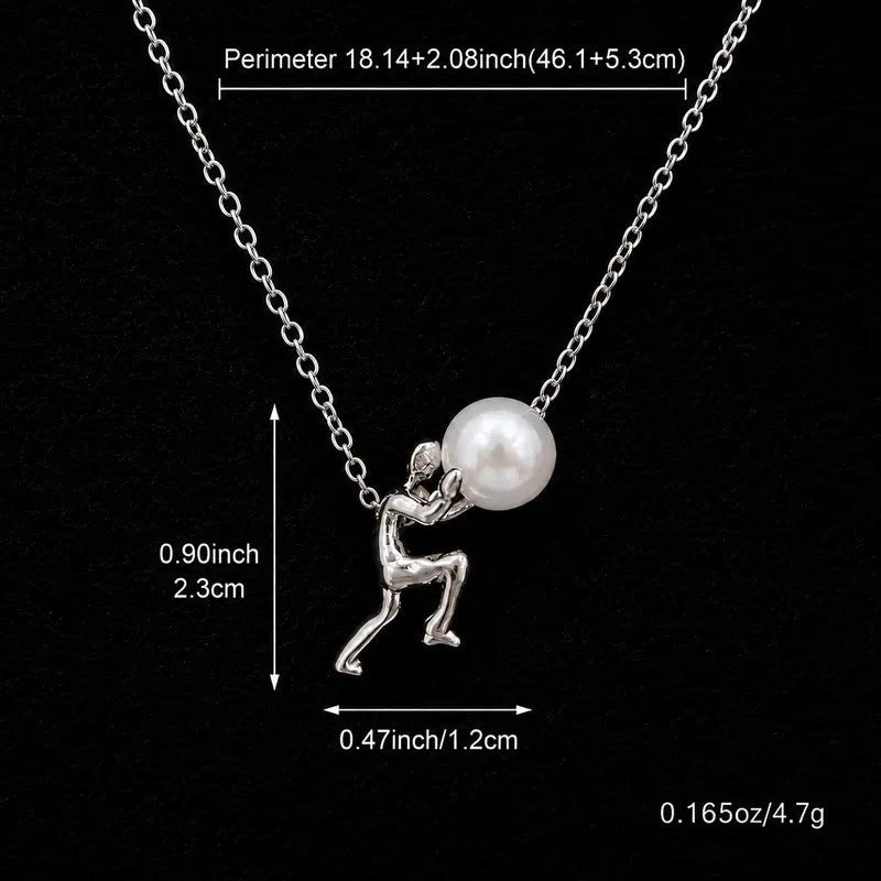 Figure Holding Pearl Necklace