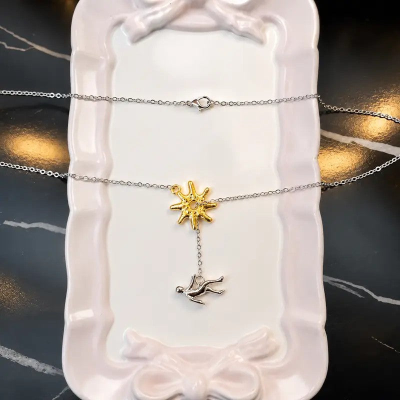 Sun & Falling Figure Y-Necklace