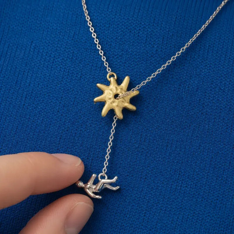 Sun & Falling Figure Y-Necklace