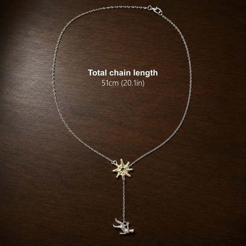 Sun & Falling Figure Y-Necklace