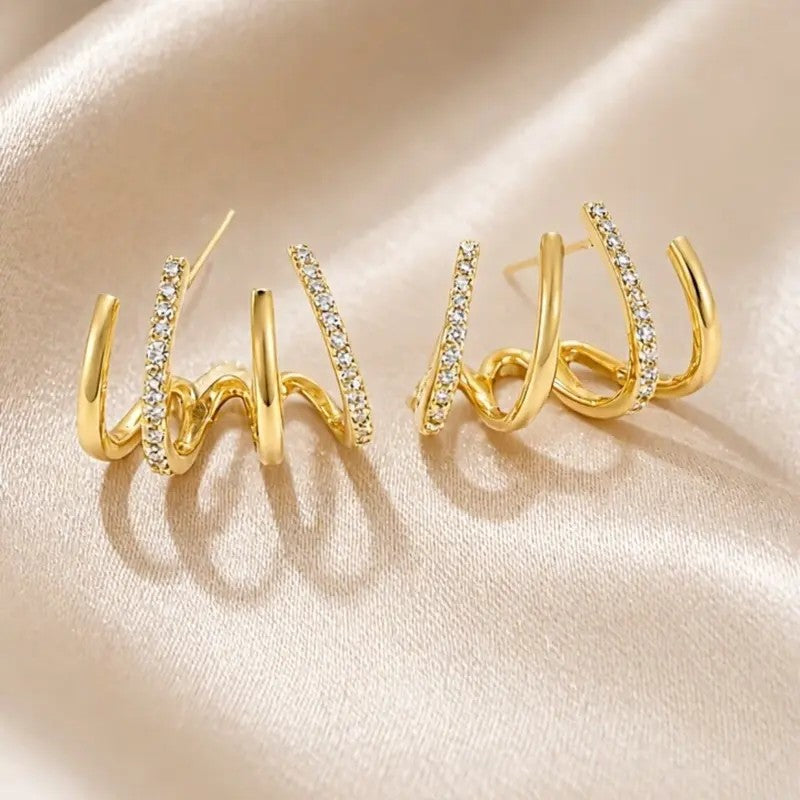 Crystal Zigzag Huggie Earrings