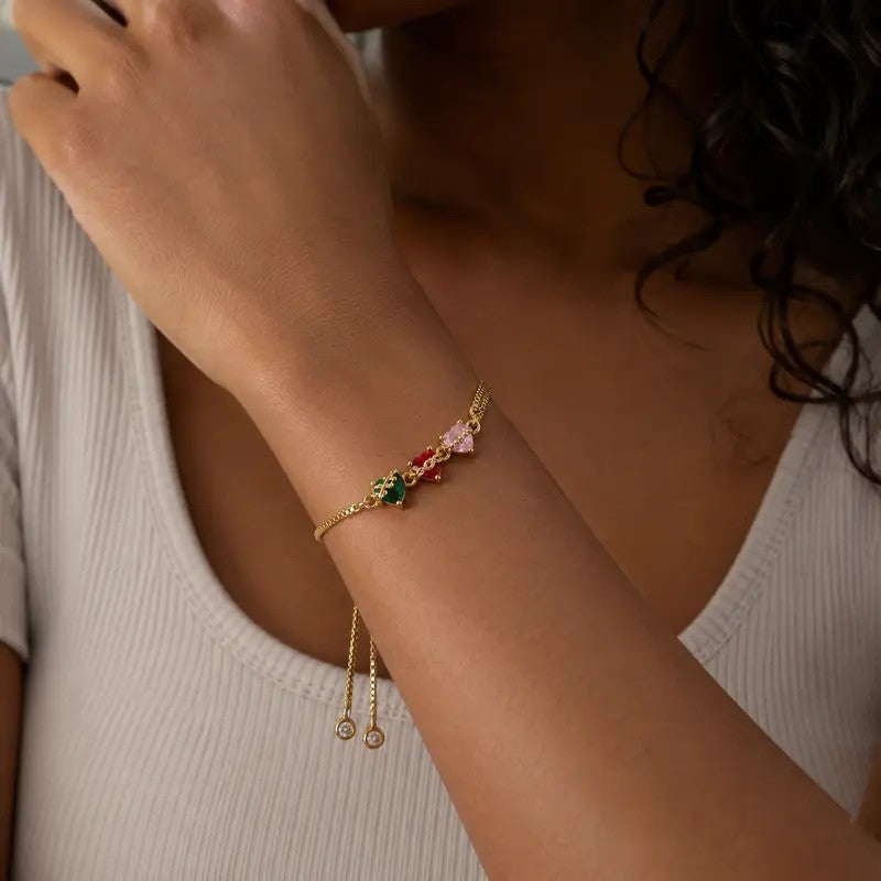 Tricolor Heart Bolo Bracelet