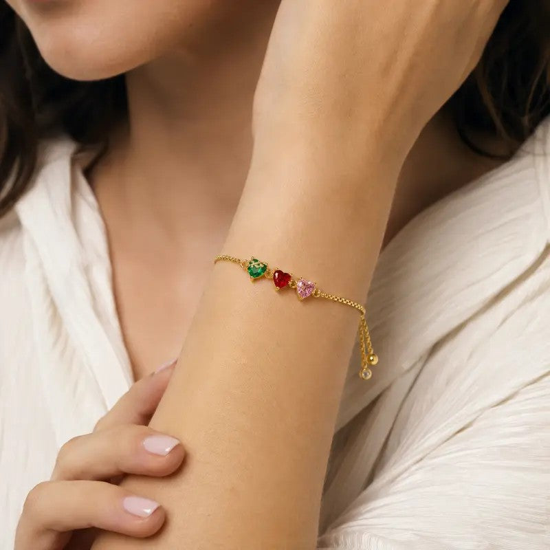 Tricolor Heart Bolo Bracelet