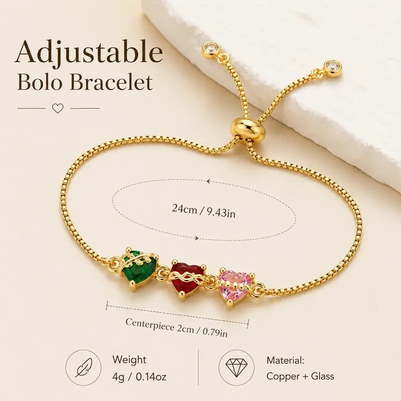 Tricolor Heart Bolo Bracelet