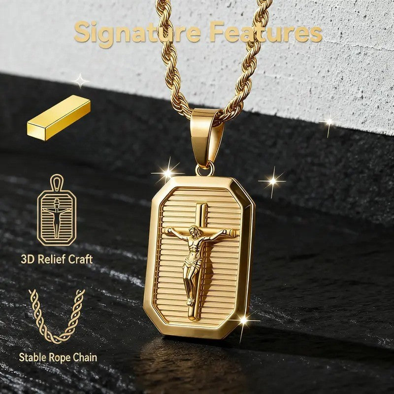 Crucifix Tag Necklace