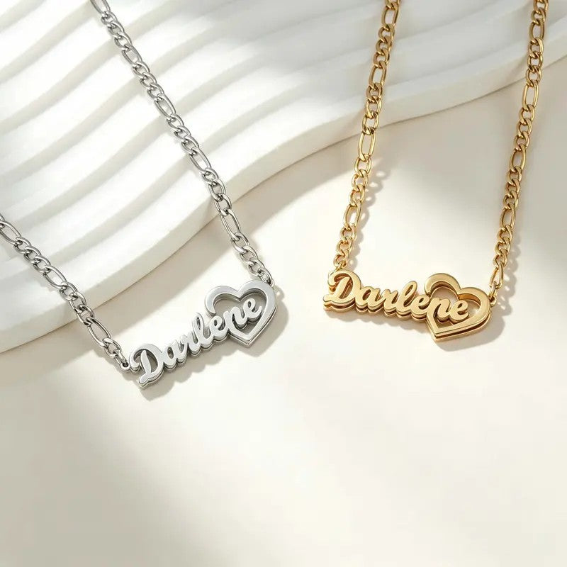 Openwork Heart Name Necklace