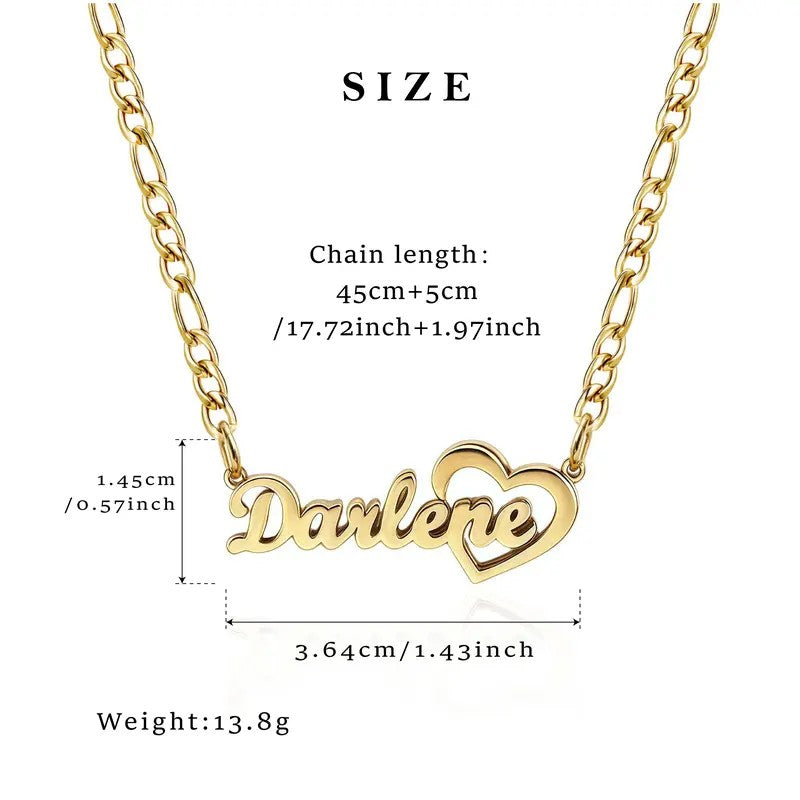 Openwork Heart Name Necklace