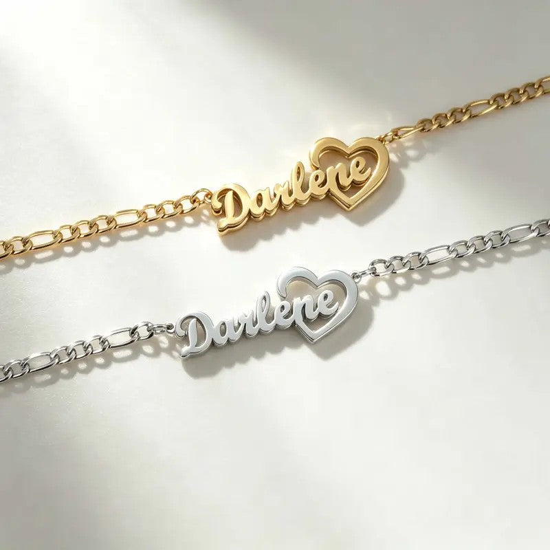 Openwork Heart Name Necklace