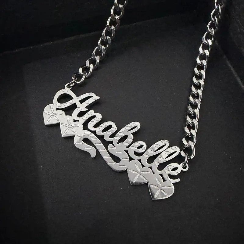 Custom Name Floral Script Necklace