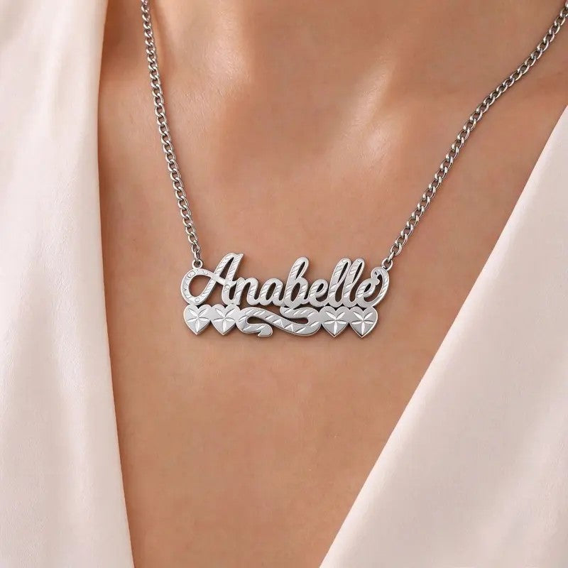 Custom Name Floral Script Necklace