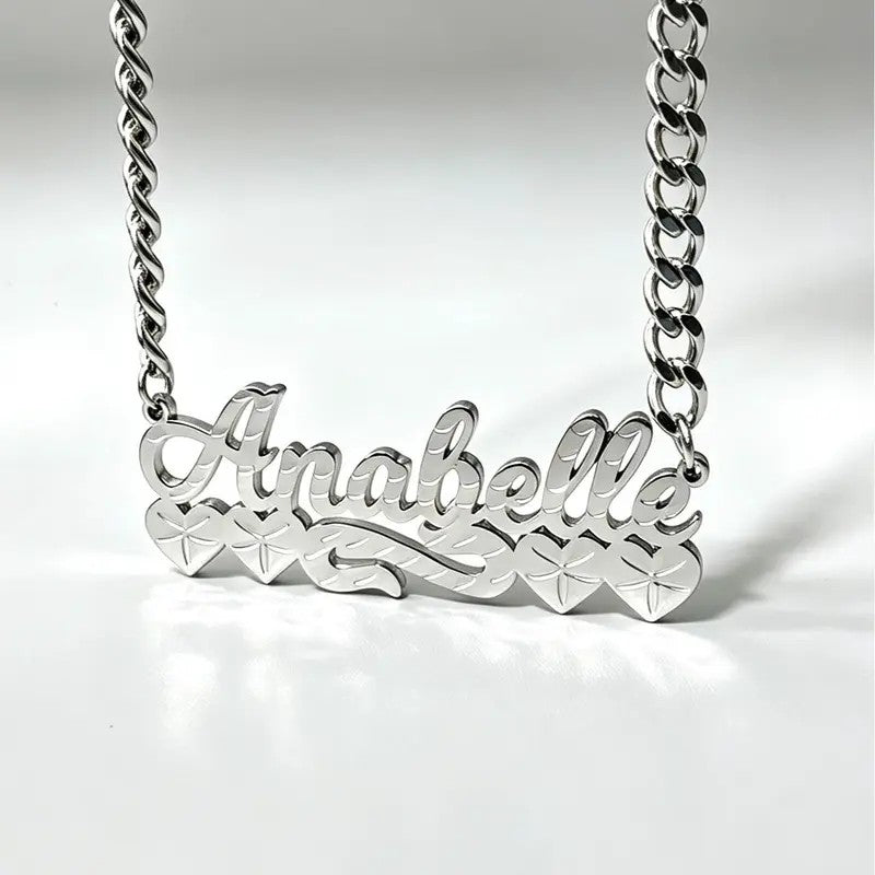 Custom Name Floral Script Necklace