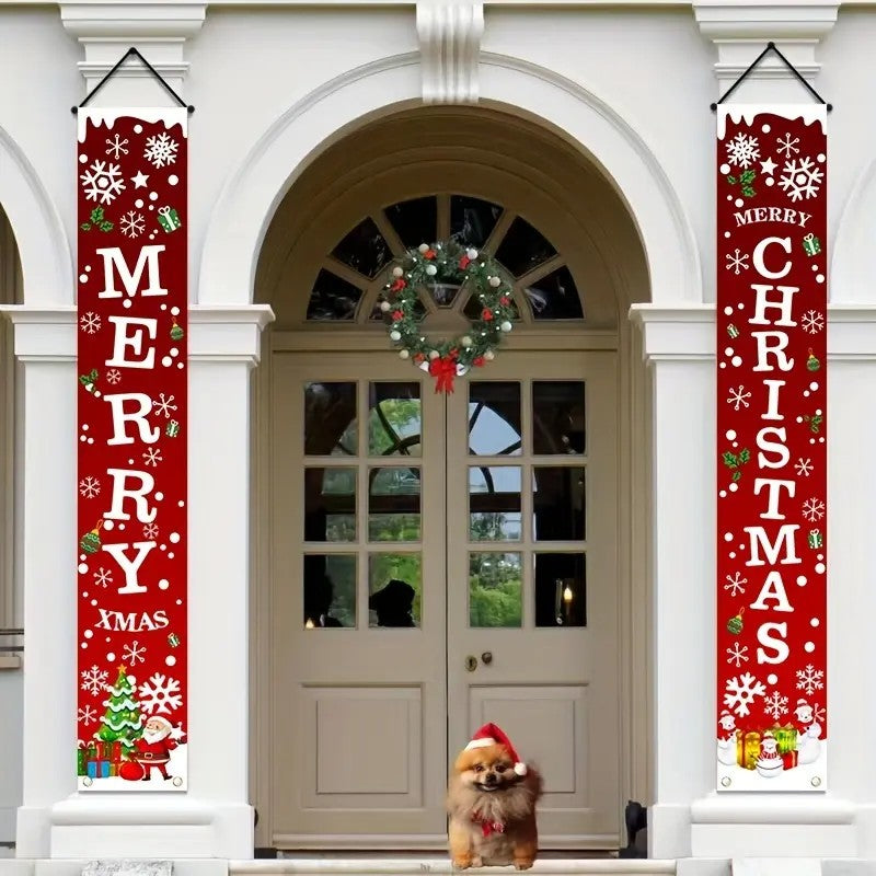 Merry Christmas Porch Banner Set