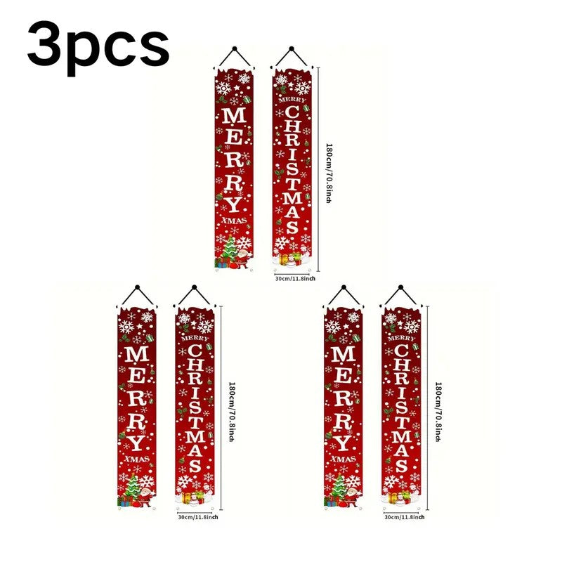 Merry Christmas Porch Banner Set