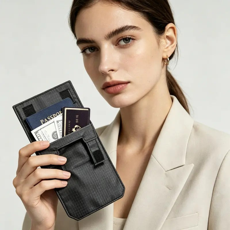 Black Textured Waist Pouch
